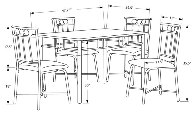 DINING SET - 5PCS SET / ESPRESSO MARBLE / BRONZE METAL - Image 4