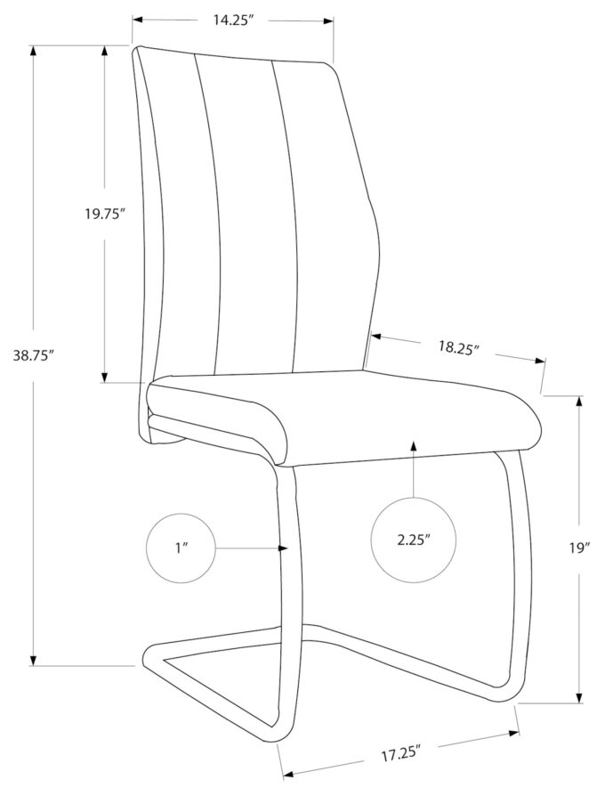 DINING CHAIR - 2PCS / 39"H / DARK GREY VELVET / CHROME - Image 4