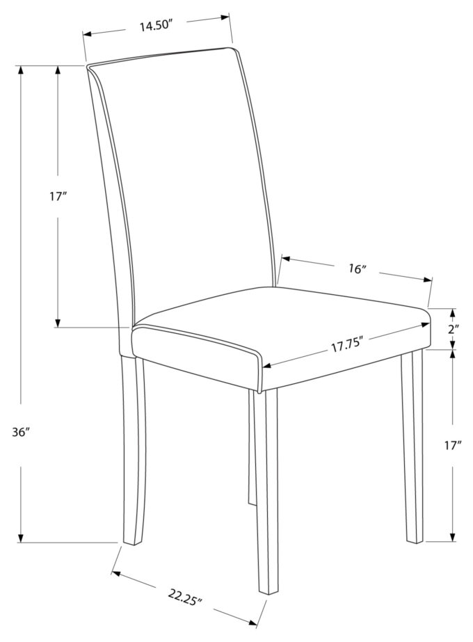 DINING CHAIR - 2PCS / 36"H DARK BROWN LEATHER-LOOK - Image 4