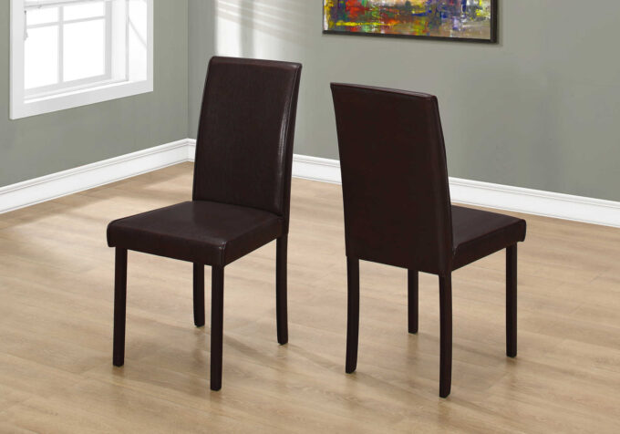 DINING CHAIR - 2PCS / 36"H DARK BROWN LEATHER-LOOK