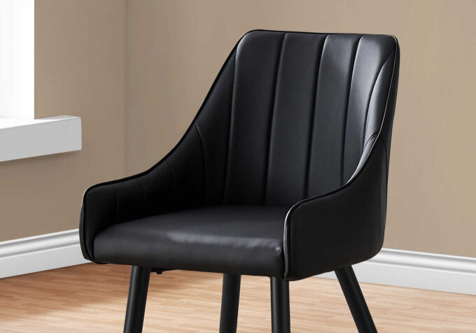 DINING CHAIR - 2PCS / 33"H / BLACK LEATHER-LOOK / BLACK - Image 3