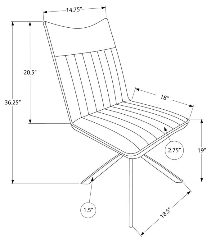 DINING CHAIR - 2PCS / 36"H / BLACK LEATHER-LOOK / BLACK - Image 4