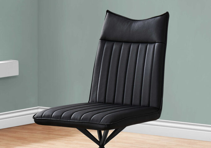 DINING CHAIR - 2PCS / 36"H / BLACK LEATHER-LOOK / BLACK - Image 2