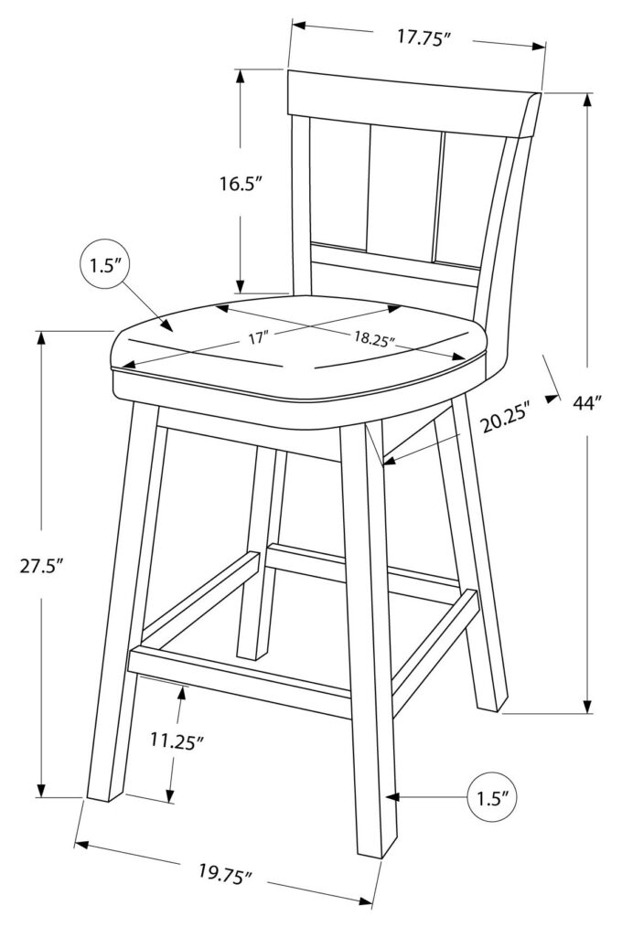 BARSTOOL - 2PCS / 44"H / WHITE / SWIVEL BAR HEIGHT - Image 4