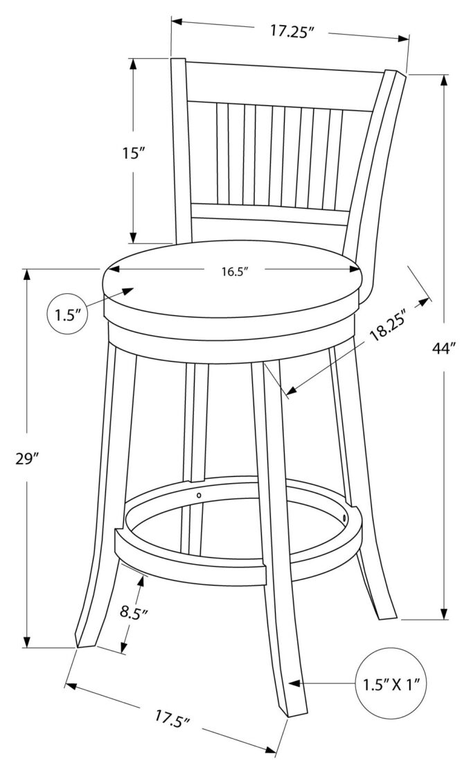 BARSTOOL - 2PCS / 44"H / WHITE / SWIVEL BAR HEIGHT - Image 4