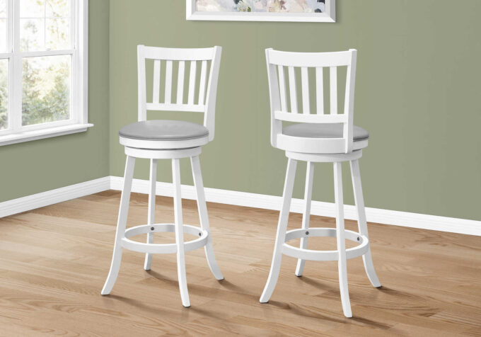 BARSTOOL - 2PCS / 44"H / WHITE / SWIVEL BAR HEIGHT