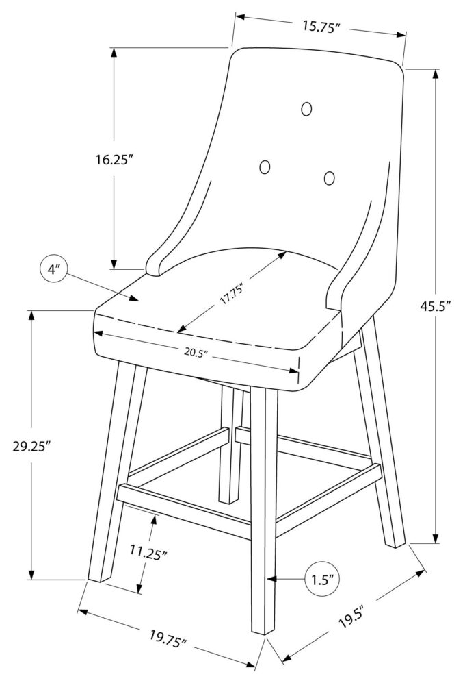 BARSTOOL - 2PCS / 46"H / GREY LEATHER-LOOK / SWIVEL - Image 4