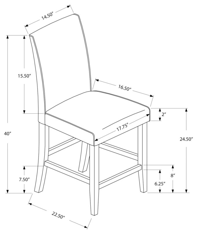 DINING CHAIR - 2PCS / BROWN LEATHER-LOOK COUNTER HEIGHT - Image 4