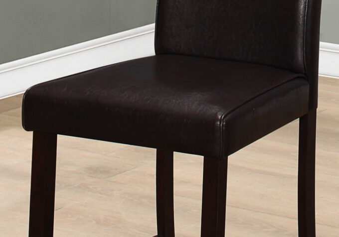 DINING CHAIR - 2PCS / BROWN LEATHER-LOOK COUNTER HEIGHT - Image 3