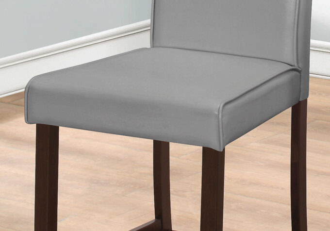 DINING CHAIR - 2PCS / GREY LEATHER-LOOK COUNTER HEIGHT - Image 3