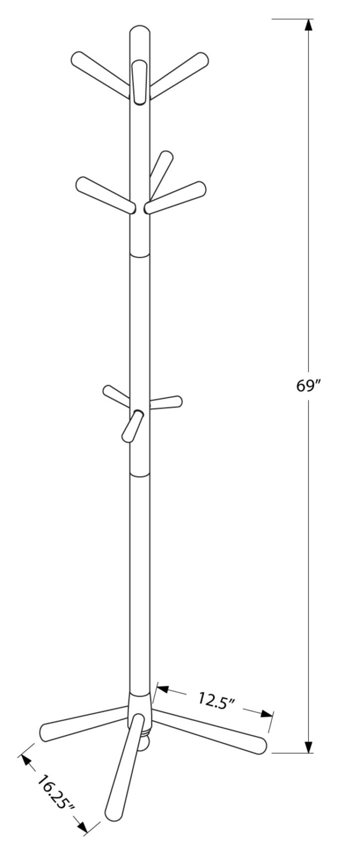 COAT RACK - 69"H / WHITE WOOD CONTEMPORARY STYLE - Image 4