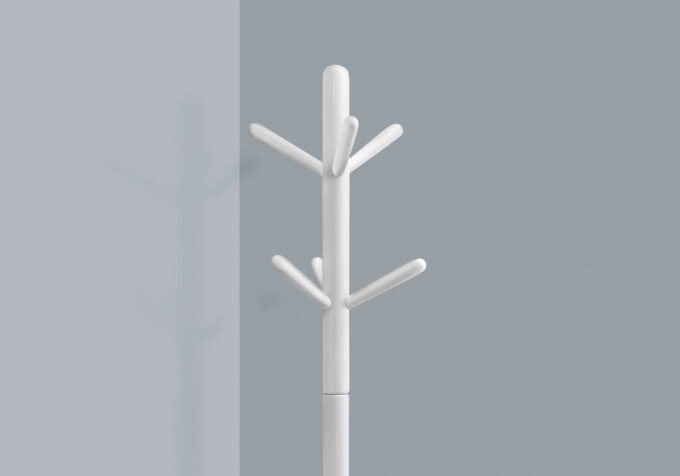 COAT RACK - 69"H / WHITE WOOD CONTEMPORARY STYLE - Image 2