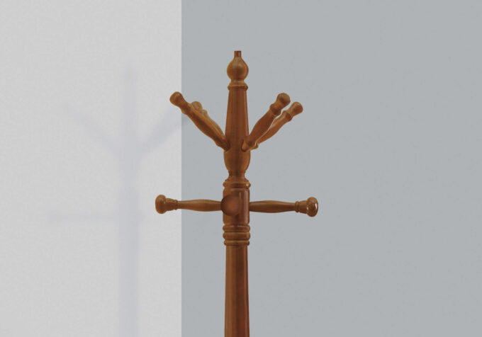 COAT RACK - 73"H / OAK WOOD TRADITIONAL STYLE - Image 3