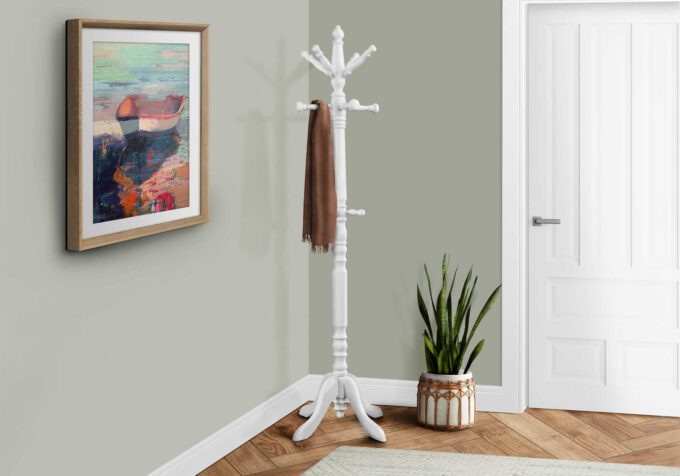 COAT RACK - 73"H / ANTIQUE WHITE WOOD TRADITIONAL STYLE