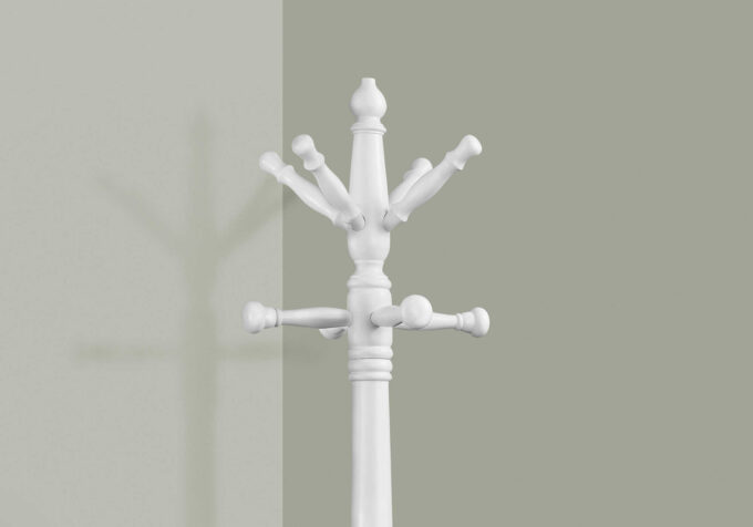 COAT RACK - 73"H / ANTIQUE WHITE WOOD TRADITIONAL STYLE - Image 2