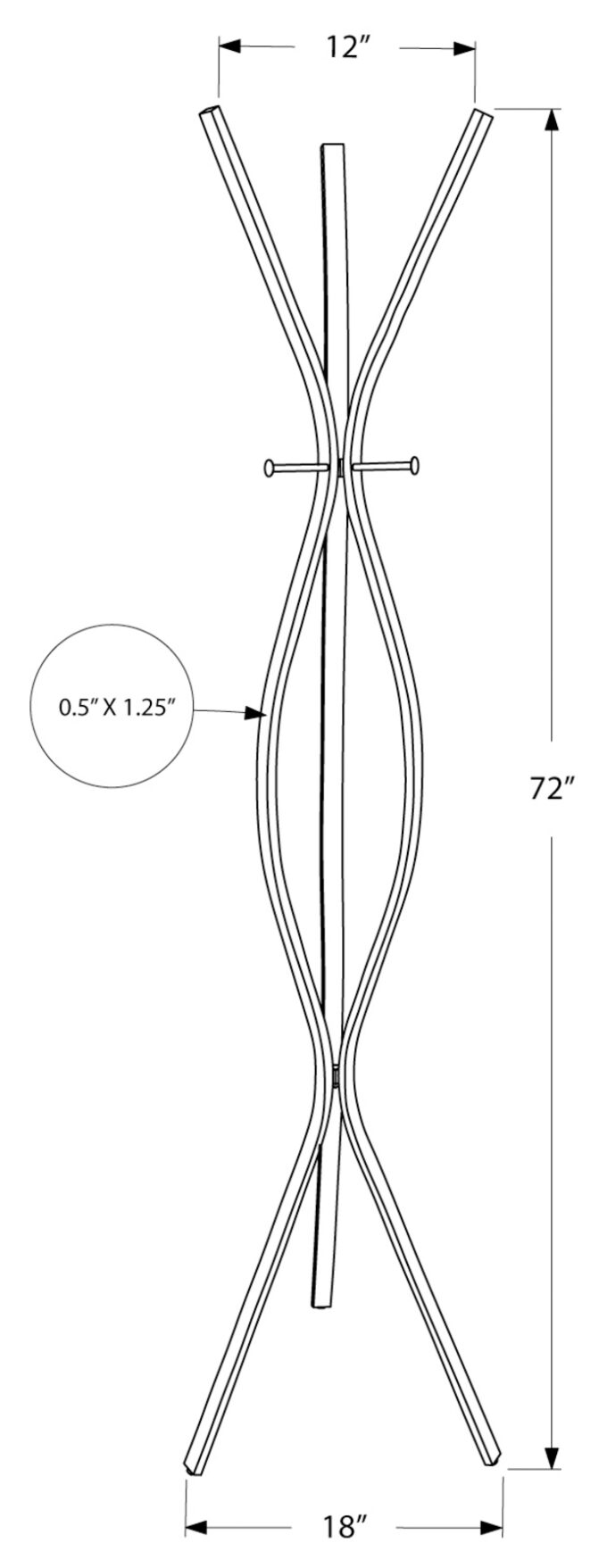 COAT RACK - 72"H / WHITE METAL CONTEMPORARY STYLE - Image 4