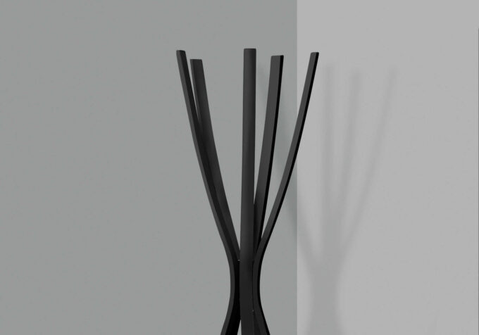 COAT RACK - 72"H / SATIN BLACK METAL CONTEMPORARY STYLE - Image 2