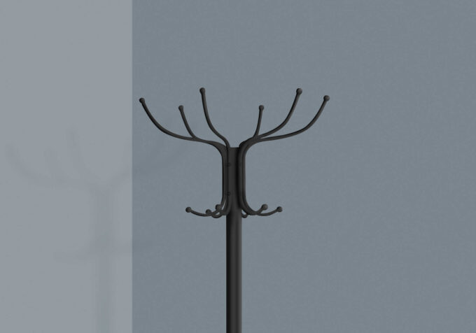 COAT RACK - 70"H / BLACK METAL WITH AN UMBRELLA HOLDER - Image 3