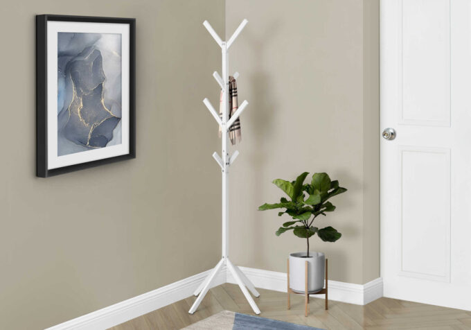 COAT RACK - 70"H / WHITE METAL