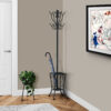 COAT RACK - 71"H / BLACK METAL WITH AN UMBRELLA HOLDER