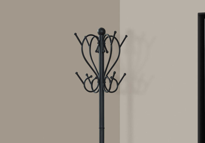 COAT RACK - 71"H / BLACK METAL WITH AN UMBRELLA HOLDER - Image 3