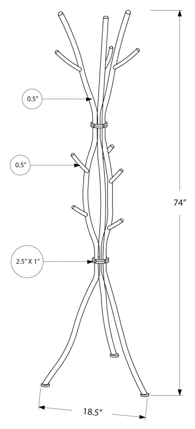 COAT RACK - 74"H / HAMMERED SILVER METAL - Image 4