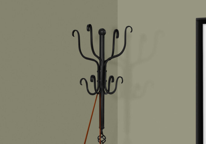 COAT RACK - 74"H / TRADITIONAL HAMMERED BLACK METAL - Image 2