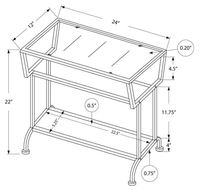 ACCENT TABLE - 22"H / ESPRESSO / BLACK / TEMPERED GLASS - Image 5