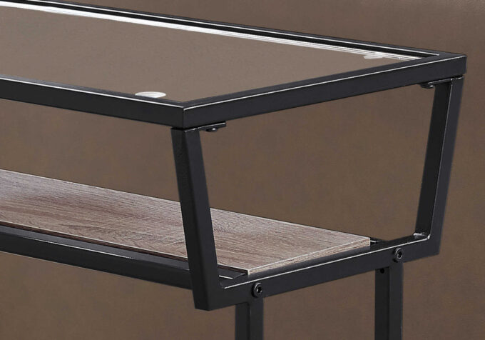 ACCENT TABLE - 22"H / DARK TAUPE / BLACK / TEMPERED GLASS - Image 4