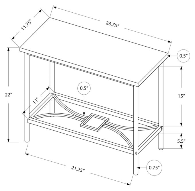 ACCENT TABLE - 22"H / BLACK MARBLE / BLACK METAL - Image 5