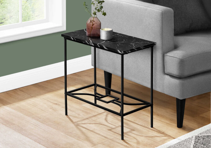 ACCENT TABLE - 22"H / BLACK MARBLE / BLACK METAL - Image 2