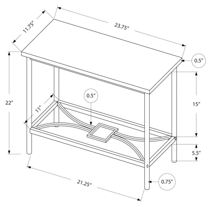 ACCENT TABLE - 22"H / ESPRESSO / BLACK METAL - Image 5