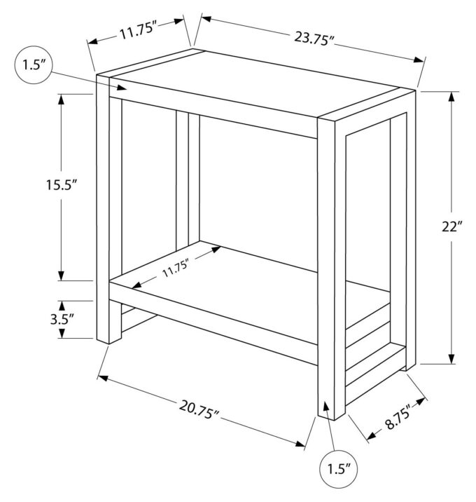 ACCENT TABLE - 22"H / GREY / BLACK METAL - Image 5