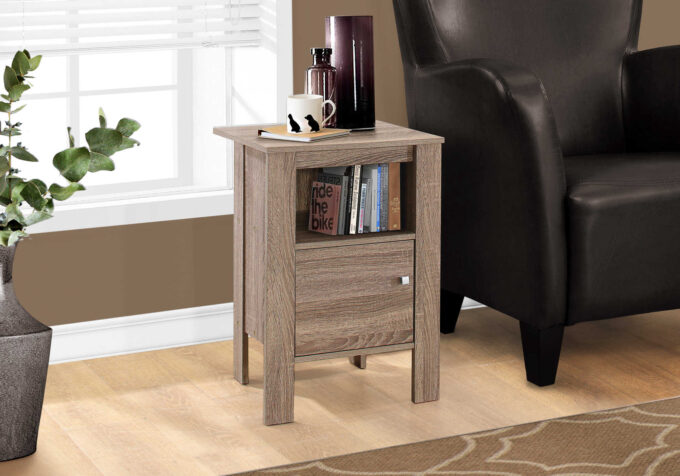 ACCENT TABLE - DARK TAUPE NIGHT STAND WITH STORAGE