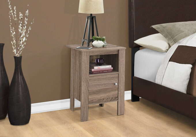 ACCENT TABLE - DARK TAUPE NIGHT STAND WITH STORAGE - Image 2