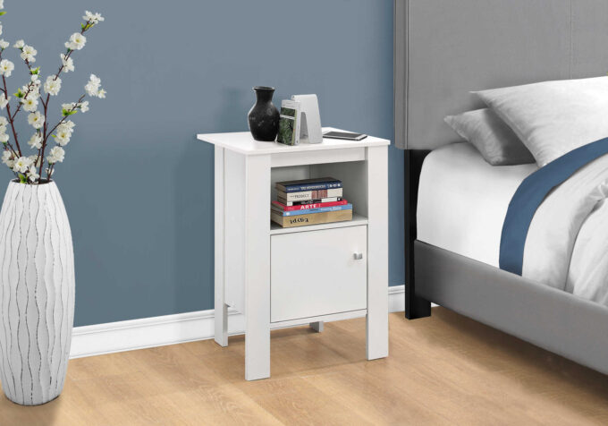 ACCENT TABLE - WHITE NIGHT STAND WITH STORAGE - Image 3