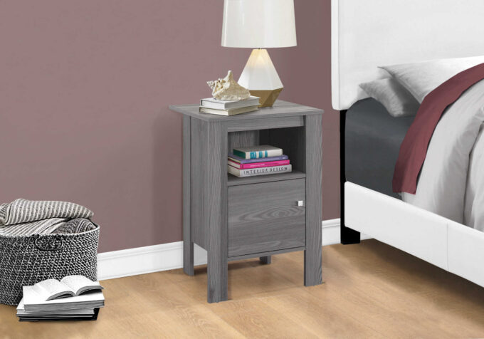 ACCENT TABLE - GREY NIGHT STAND WITH STORAGE - Image 2