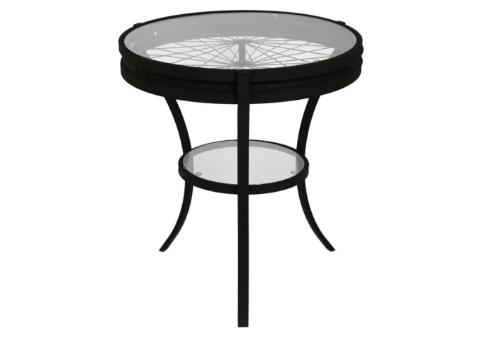 ACCENT TABLE - 22"DIA / BLACK WITH TEMPERED GLASS - Image 2