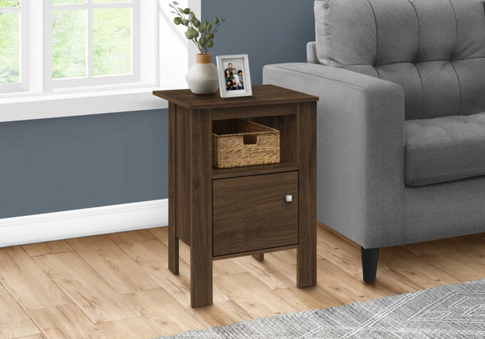 ACCENT TABLE - DARK WALNUT NIGHT STAND WITH STORAGE