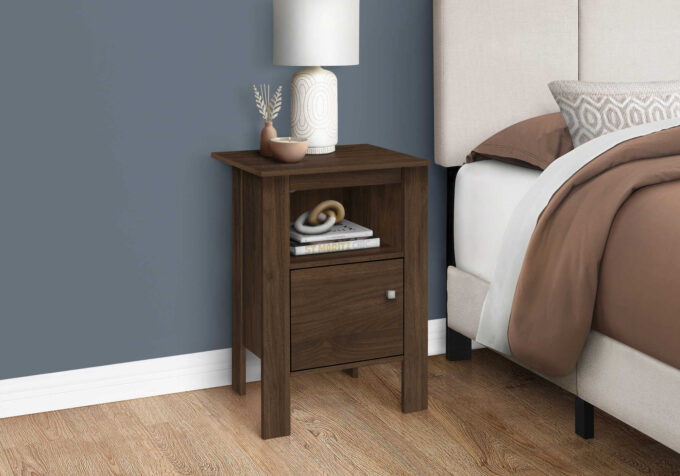 ACCENT TABLE - DARK WALNUT NIGHT STAND WITH STORAGE - Image 3