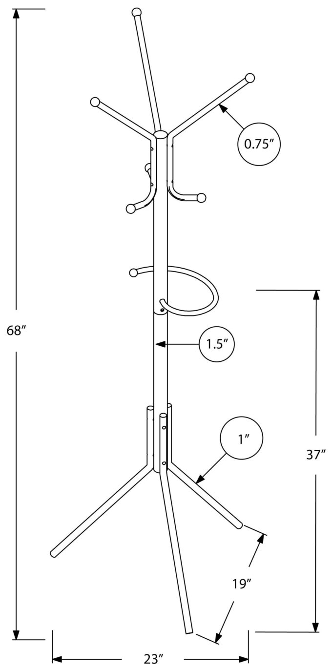 COAT RACK - 68"H / BLACK METAL - Image 4