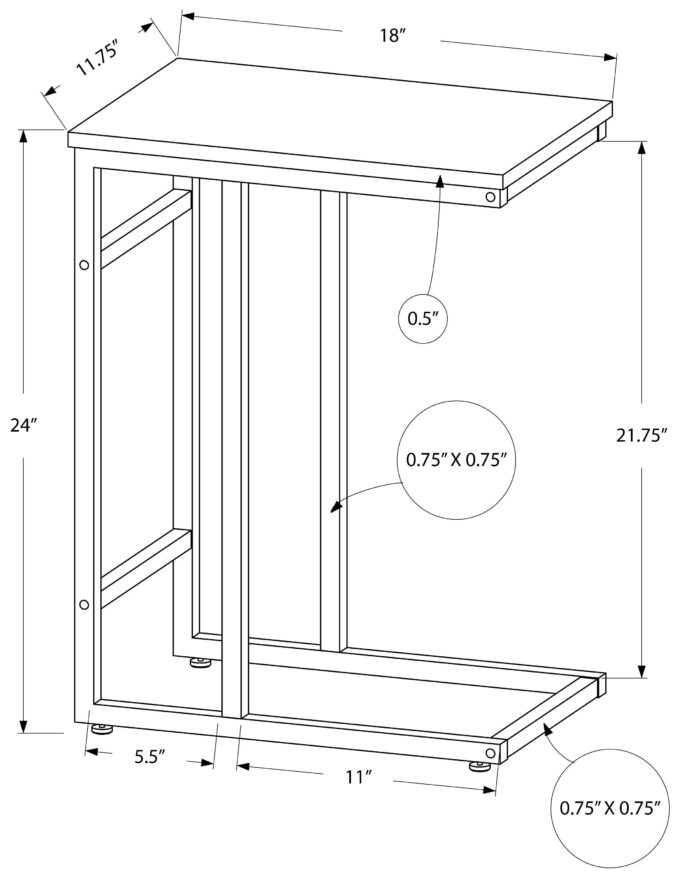 ACCENT TABLE - 24"H / BLACK / BLACK METAL - Image 5