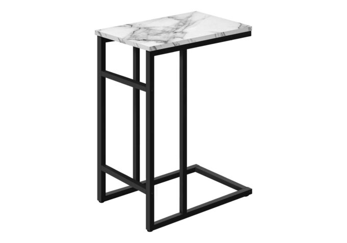 ACCENT TABLE - 24"H / WHITE MARBLE / BLACK METAL - Image 2