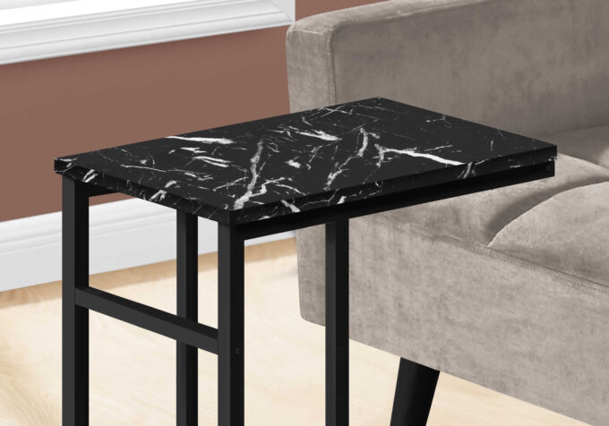 ACCENT TABLE - 24"H / BLACK MARBLE / BLACK METAL - Image 4