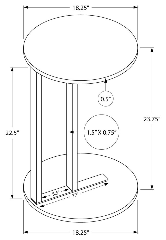 ACCENT TABLE - 24"H / WHITE MARBLE-LOOK / BLACK METAL - Image 5