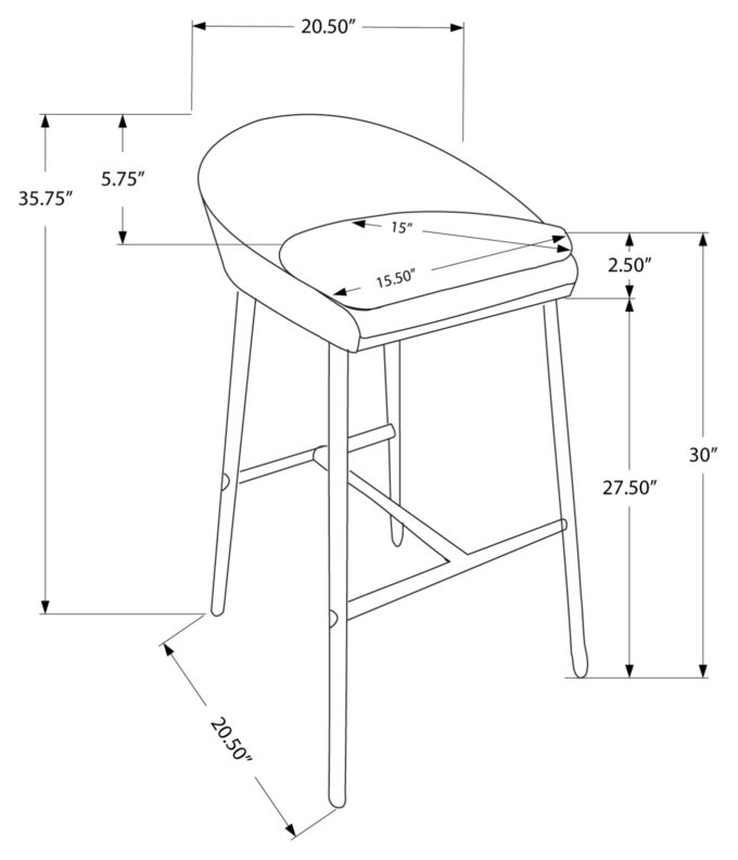 BARSTOOL - 2PCS / WHITE / CHROME BASE / BAR HEIGHT - Image 4