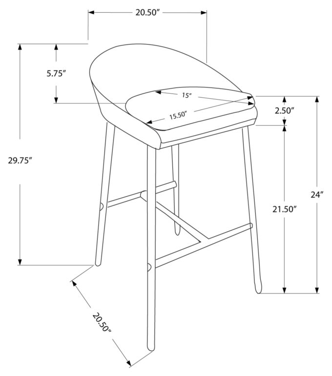 BARSTOOL - 2PCS / GREY FABRIC / CHROME / COUNTER HEIGHT - Image 4