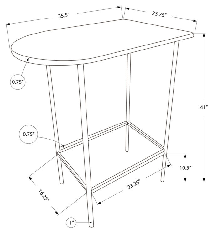 HOME BAR - 24"X 36" / ESPRESSO MARBLE / METAL - Image 5