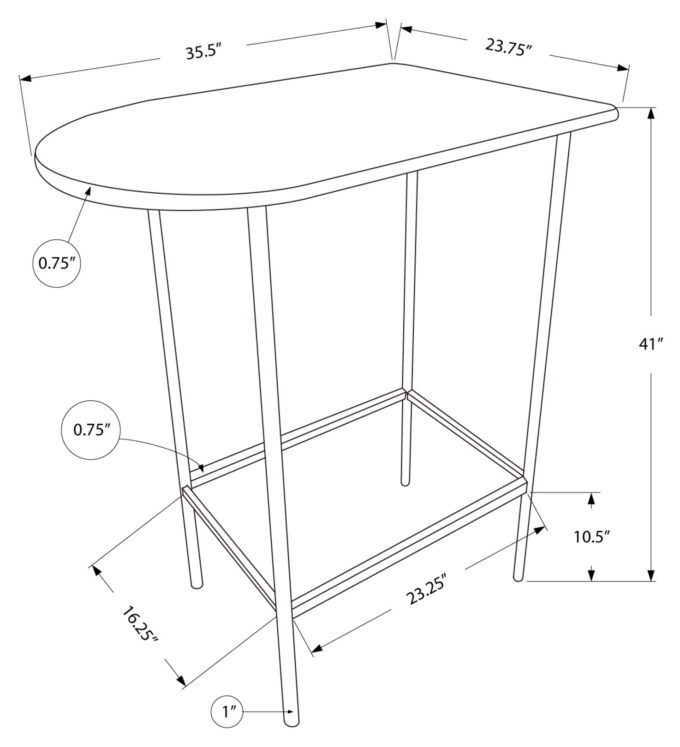 HOME BAR - 24"X 36"/ ESPRESSO / BLACK METAL SPACESAVER - Image 5