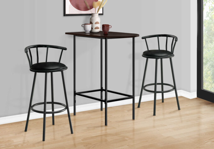 HOME BAR - 24"X 36"/ ESPRESSO / BLACK METAL SPACESAVER